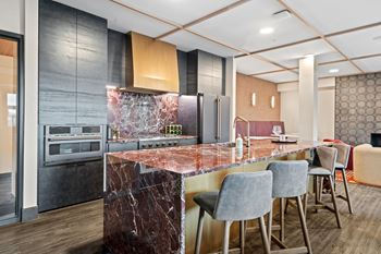 Kitchen area at The Hallon luxury apartments in Hopkins, MN